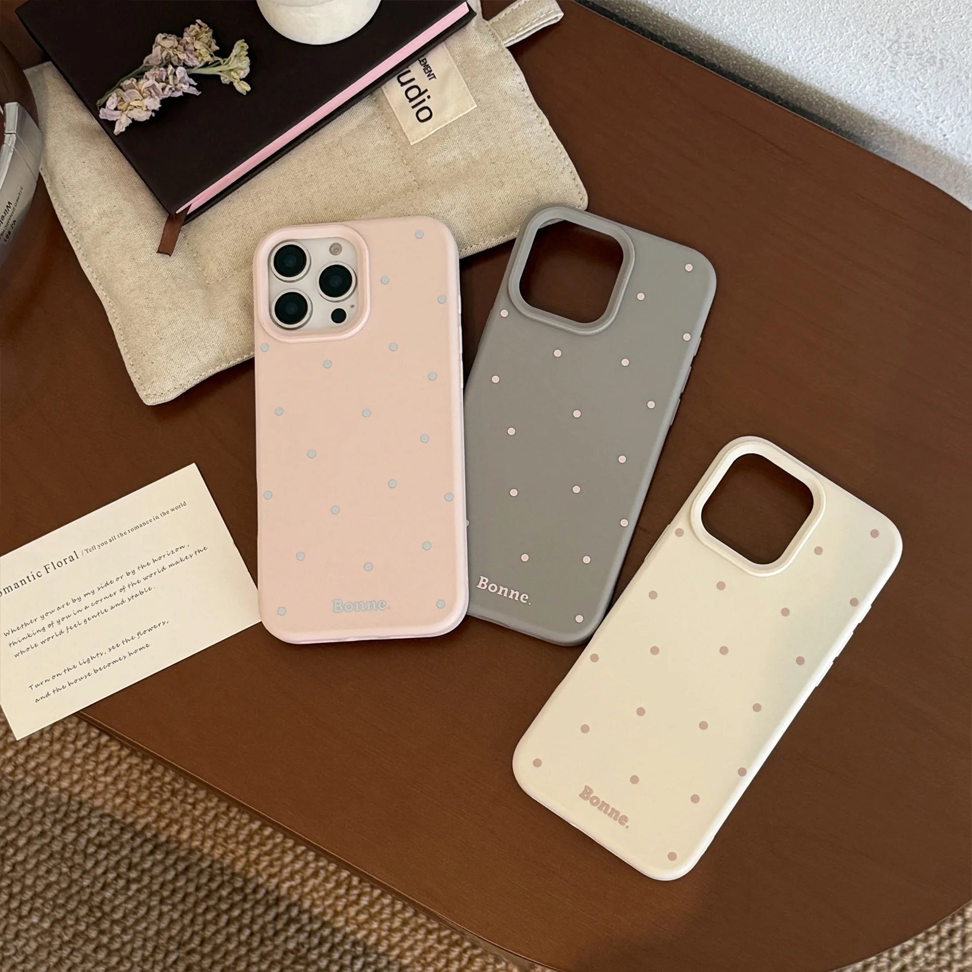Cute Soft Phone Cases for iPhone 16 15 14 Pro Max 13 12 11 Matte Pastel Back Polka Dot Cover Trendy Girls