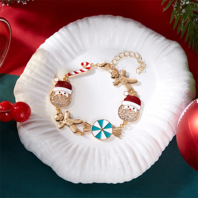 Minimalist Christmas Jewelry Set for Women Alloy Necklace with Old Man and Gingerbread Necklace Perfect as Jewelry Accessories
