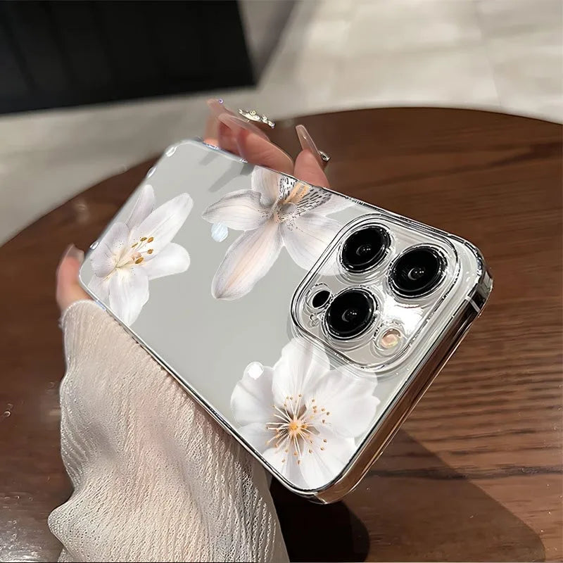 Three Exquisite White Flower Pattern New Trendy Transparent Tpu Phone Cases, Suitable for iPhone 17 Air Pro Max iPhone 16 15 14 13 12 11 XS Xr X 7 8 12/13 Mini Plus Pro Max Se, Perfect for Birthday/Holiday/Family/Friends/Coup