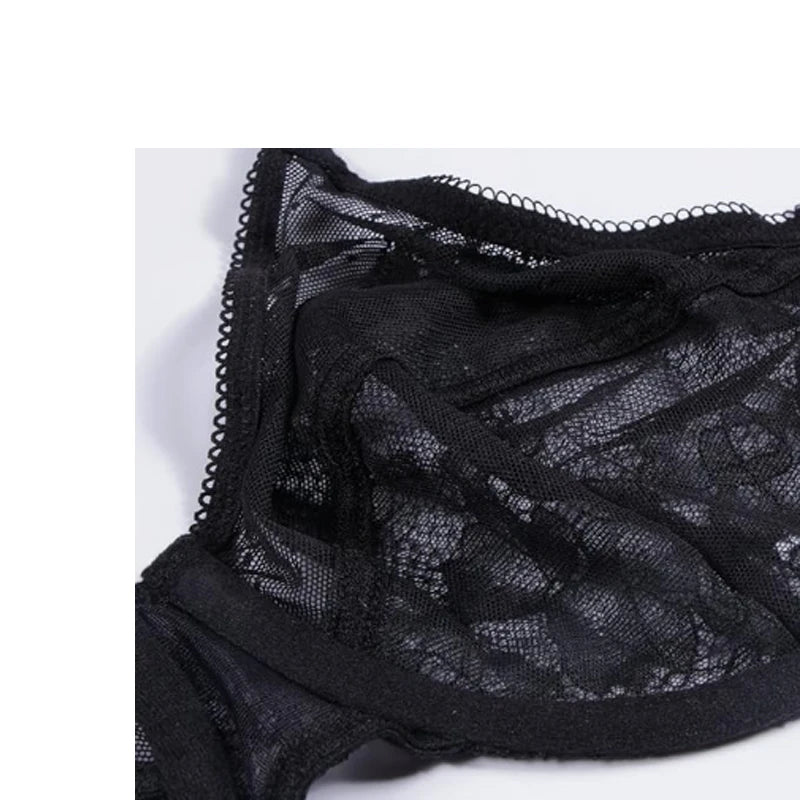 Lifting Lace Bras for Women Sheer Balconette Full Coverage Underwire Unlined Everyday Bras Lingerie