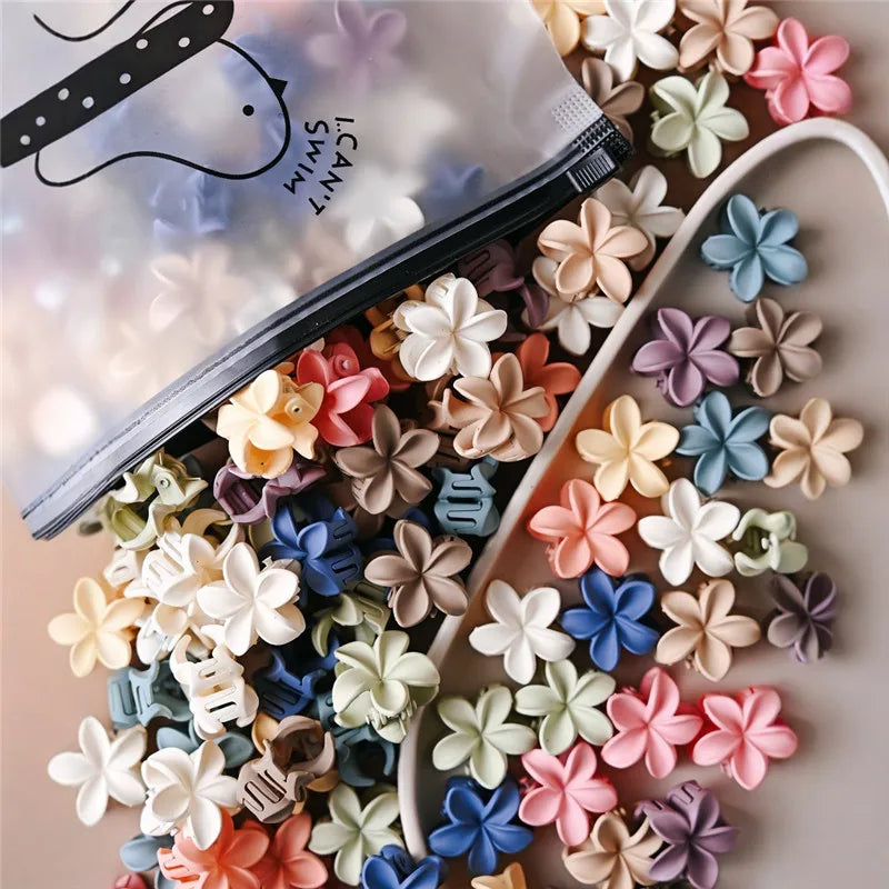 10/20pcs Small Hair Claw Clips Sweet Color Mixed Flower Frosted Clips Hairpin Barrette For Women Girl Kids Hair Accessories