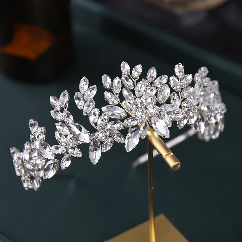 Bridal Headband Handmade Rhinestone Flower Hairband Crystal Wedding Headdress Fashion Headdress Women Party Gift Hair Hoop