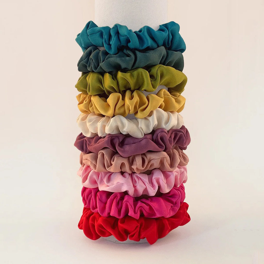 10pcs/pack Smooth Satin Hair Scrunchies Women Elastic Hair Bands Solid Color Hair Ties Bands Dot Rubber Band Hair Accessories