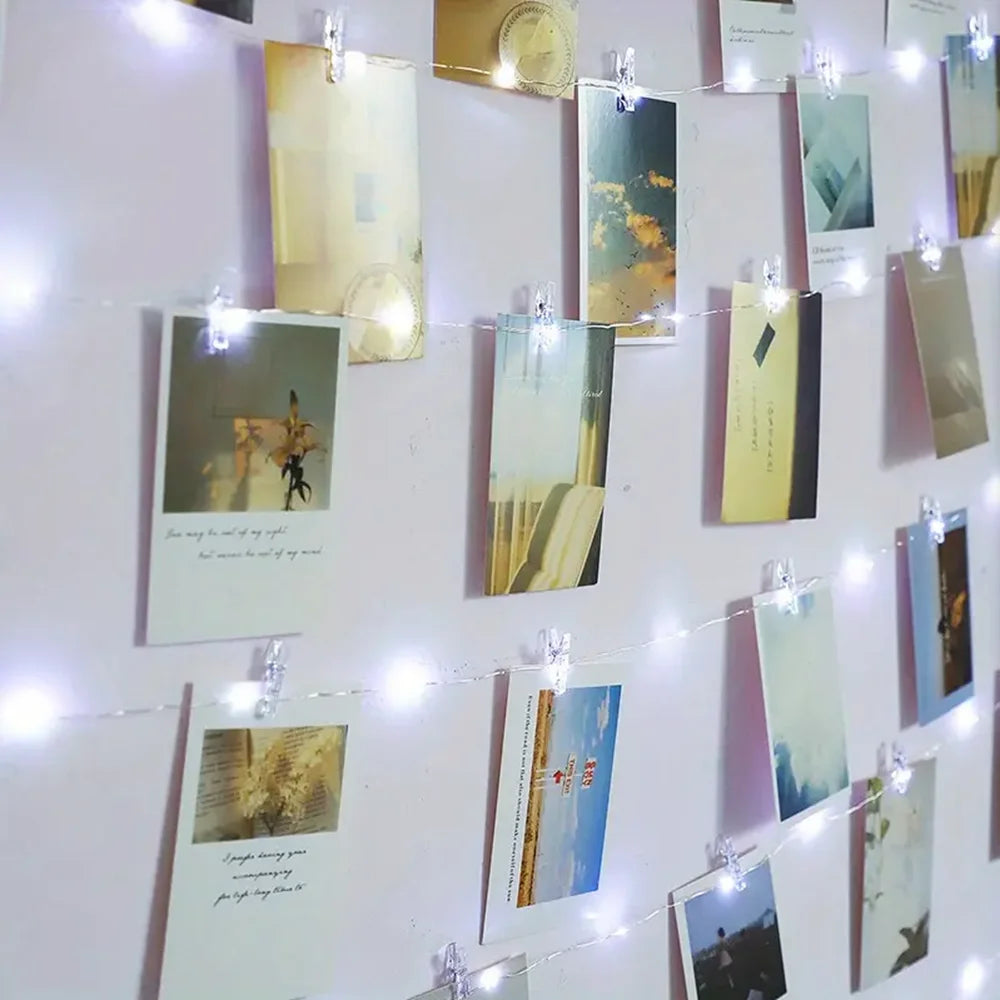 LED Fairy Lights Photo Clip String Lights, USB/AA Battery Powered String Lights, Bedroom, Christmas, Party, Wedding, Decoration