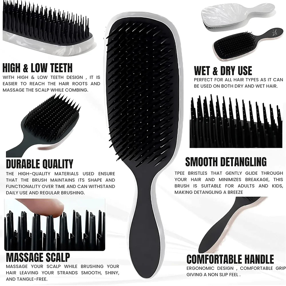 Detangling Hair Brush Anti-static Handle Entangle Detangling Marbled Comb Shower Massage  Marbled  Comb Salon Hair Styling Tool
