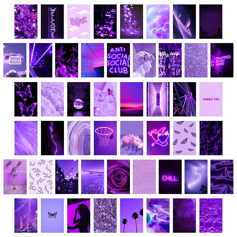50Pcs Aesthetic Posters Decorative Collage Cards Minimalist Postcards Teens Favors Artistic Painting Dorm Room Wall Decoration
