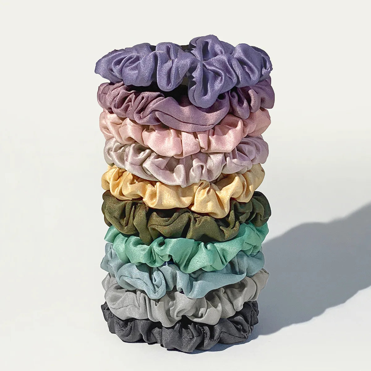 10pcs/pack Smooth Satin Hair Scrunchies Women Elastic Hair Bands Solid Color Hair Ties Bands Dot Rubber Band Hair Accessories