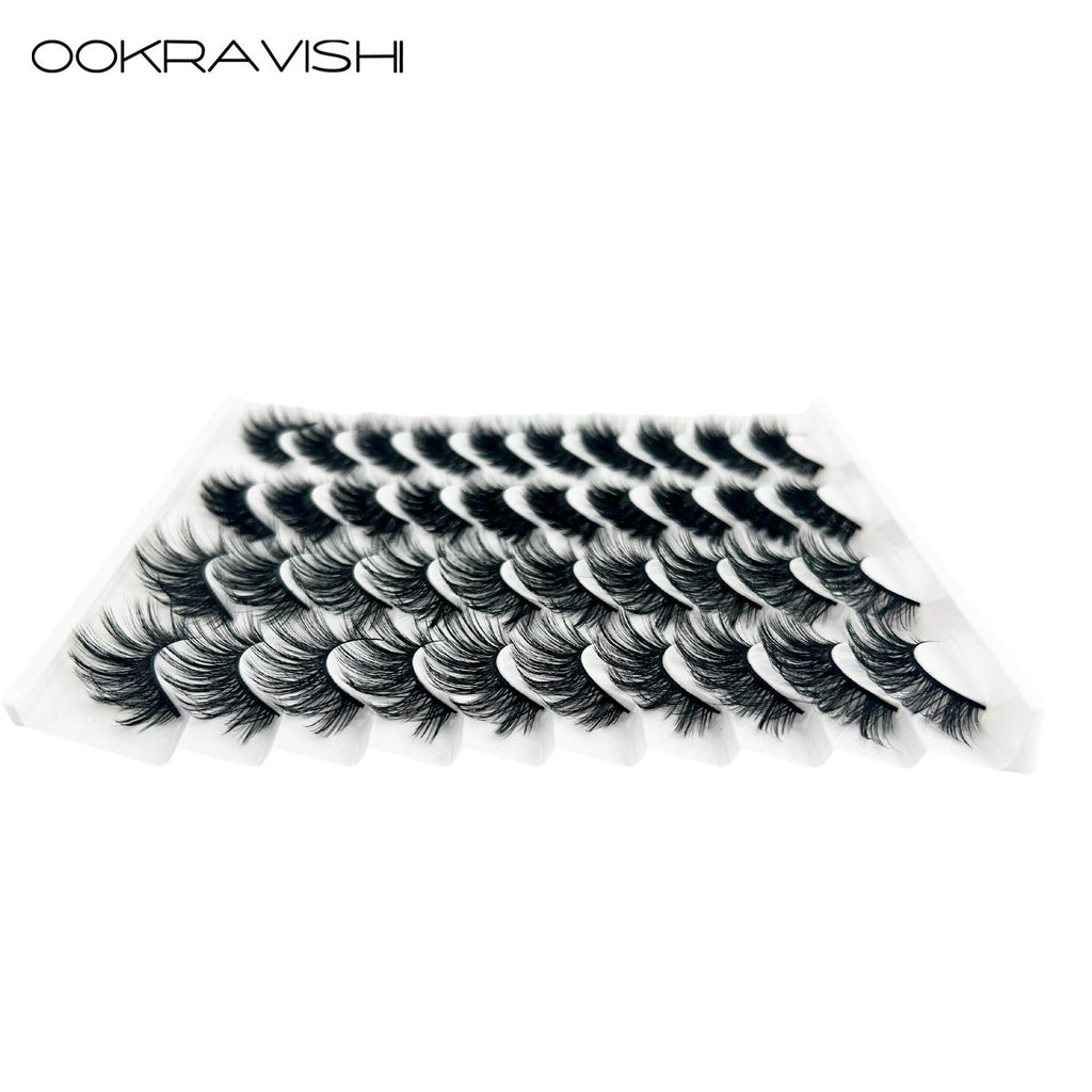 OOKRAVISHI 20 pairs two styles of thick natural false eyelashes Lightweight Makeup