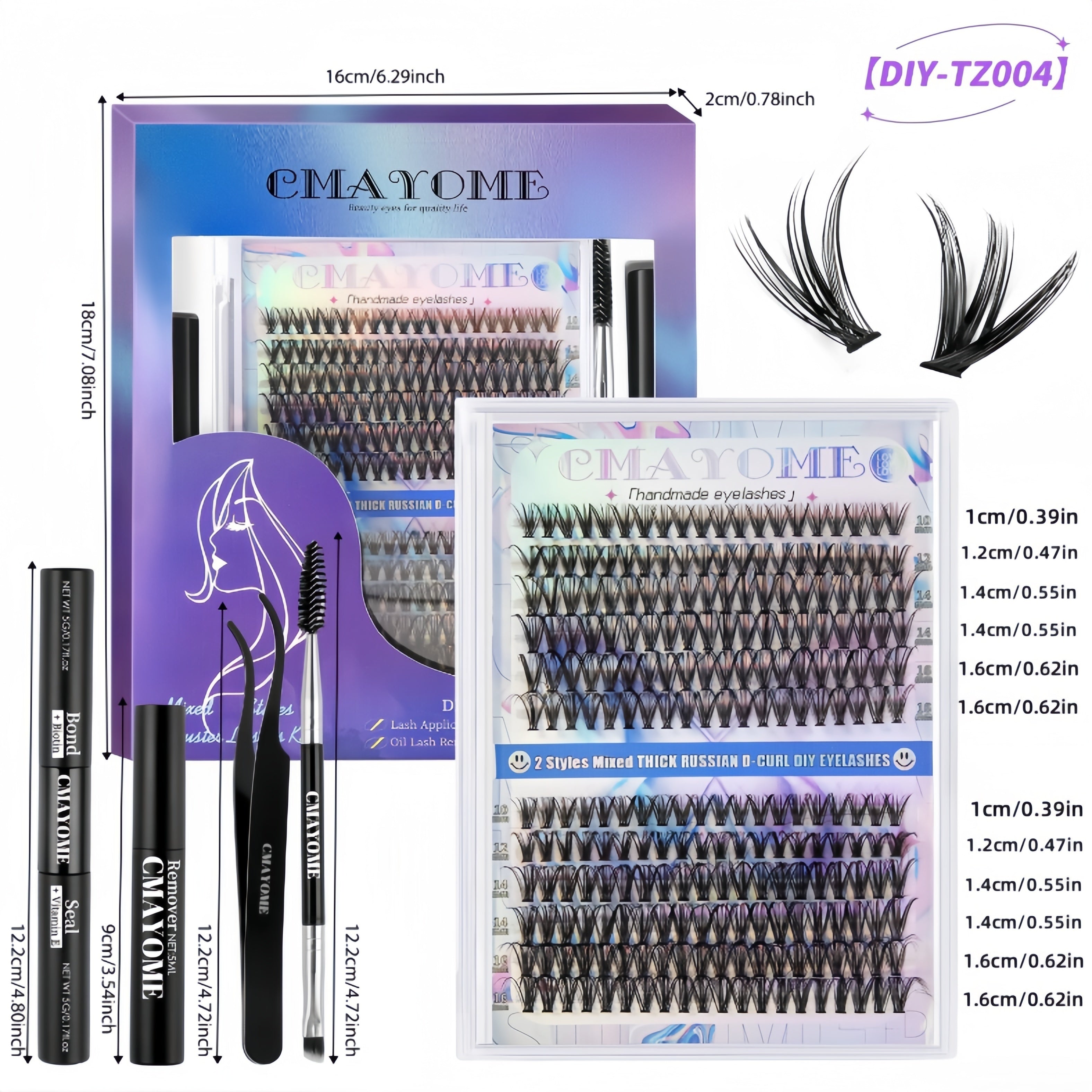 228/240pcs, Large Capacity False Eyelashes Gift Box, DIY-Lash-Extension-Kit, Lash Clusters With Lash Bond And Seal, Lash Glue Remover, Lash Applicator Super Thin Band & Soft