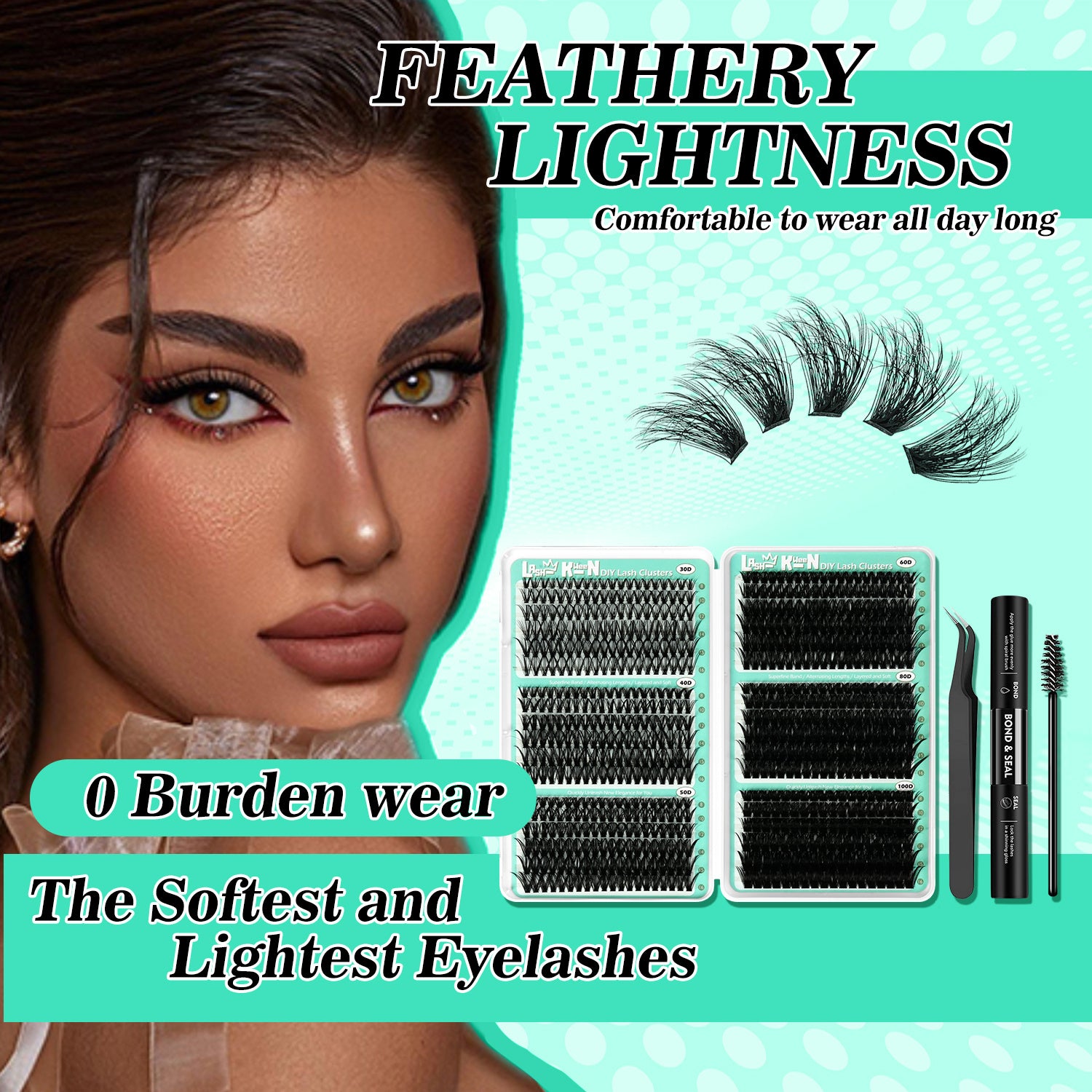 708pcs Mega Lash Clusters Kit with Tweezers, Glue & Brush - Soft Silky Fiber False Eyelashes, 0.07mm Ultra-Thin & Lightweight, 10-18mm Lengths, Natural/Cat-Eye/Volume Styles, Reusable Lash Extensions for Parties, Weddings, Da