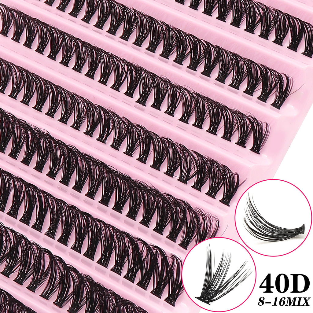 200 Clusters Natural-Looking D-Curl False Eyelashes, Thick & Fluffy For Daily Wear