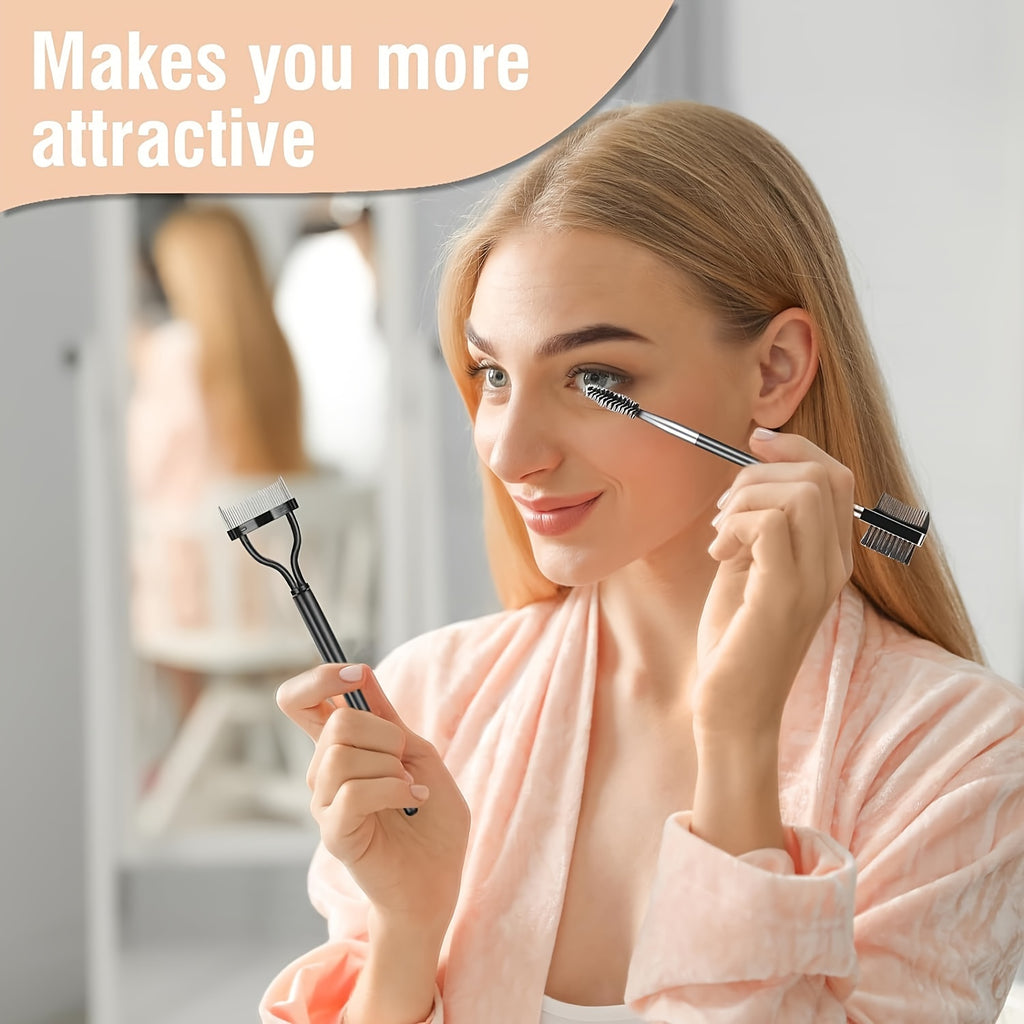 Eyelash Curlers Eyebrow Brush Kit/Eyelash Comb Seperator/Mascara Brushes/Eyebrow Brushes/ 10 Silicone Refills Pads For Lash & Brow For Women Lash Curle